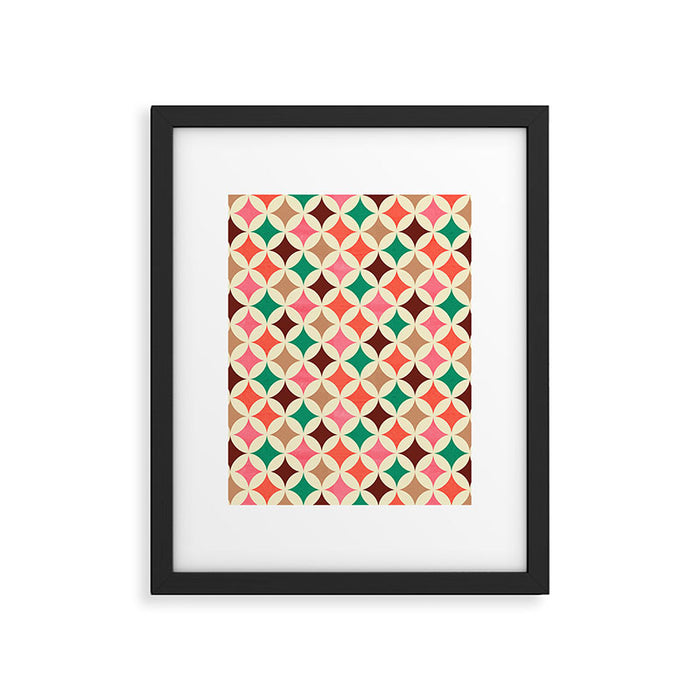 Bold and Cheerful Christmas Quilt: Starry Circles with Texture Framed Art Print Gallery Image 1