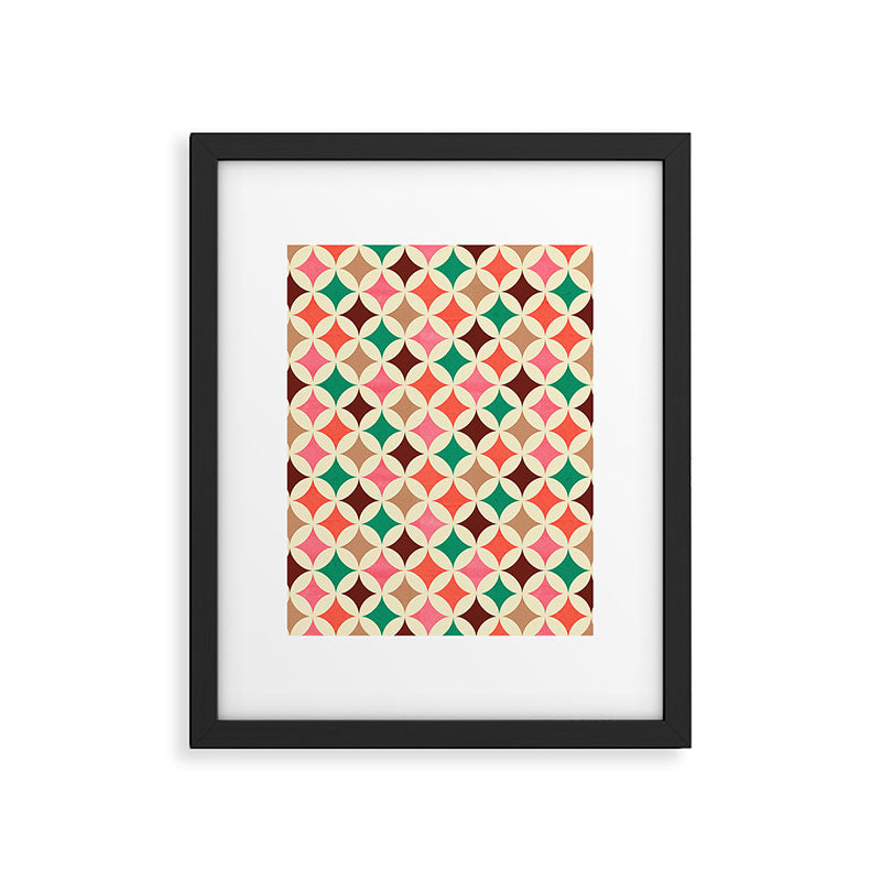 Bold and Cheerful Christmas Quilt: Starry Circles with Texture Framed Art Print Gallery Image 6