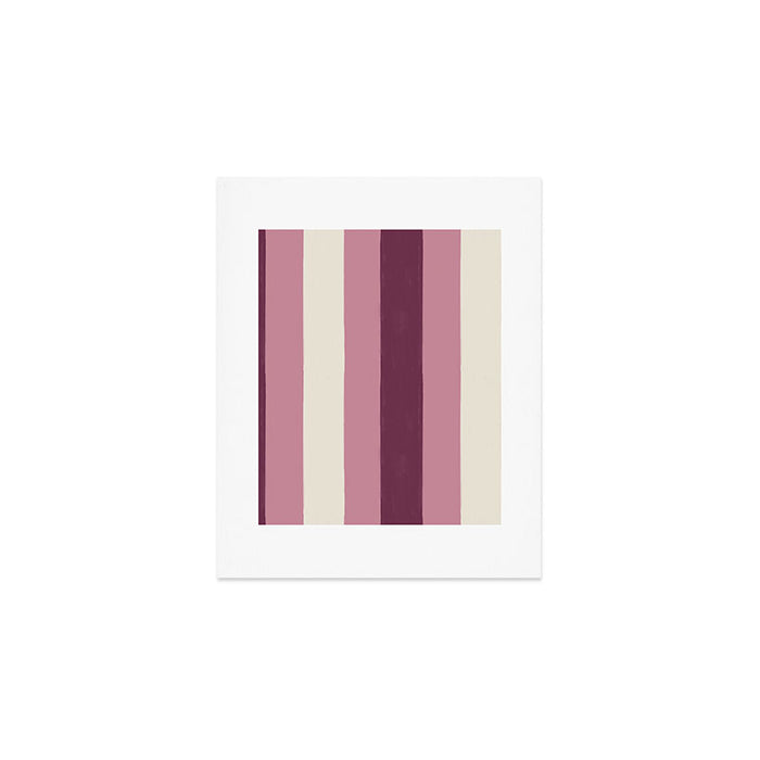 Bold Burgundy and Pink Striped Pattern Art Print Gallery Image 1