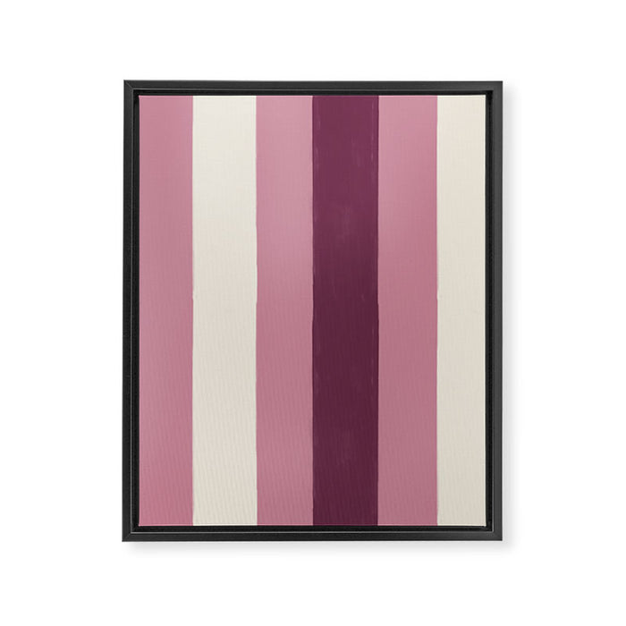Bold Burgundy and Pink Striped Pattern Framed Canvas Print Gallery Image 1