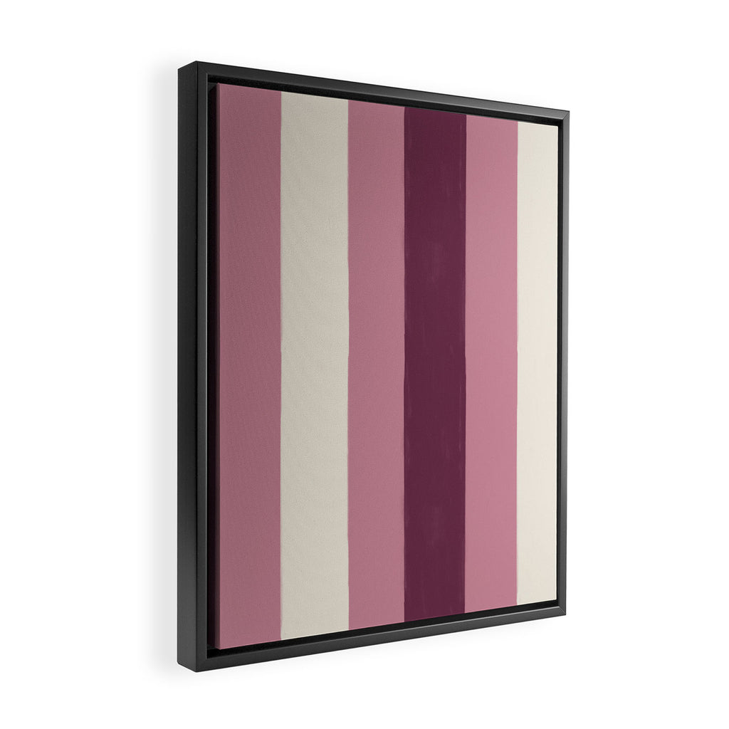 Bold Burgundy and Pink Striped Pattern Framed Canvas Print Gallery Image 2