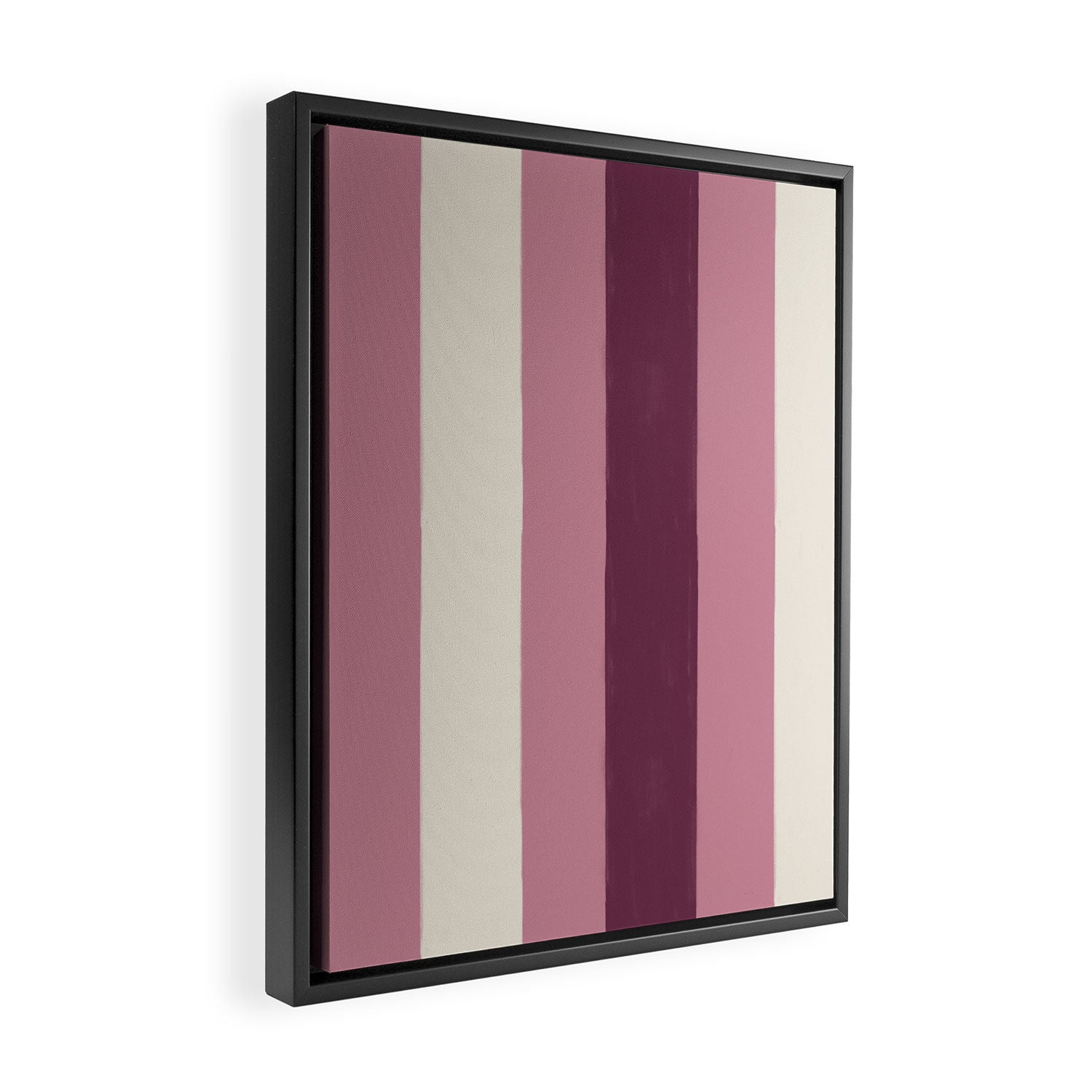 Bold Burgundy and Pink Striped Pattern Framed Canvas Print Gallery Image 2