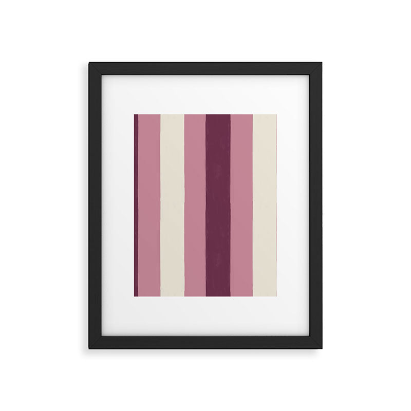 Bold Burgundy and Pink Striped Pattern Framed Art Print Gallery Image 6