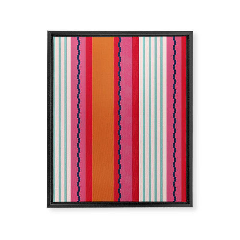 Bold Color Play Pink And Orange Stripes Framed Canvas Print Gallery Image 8