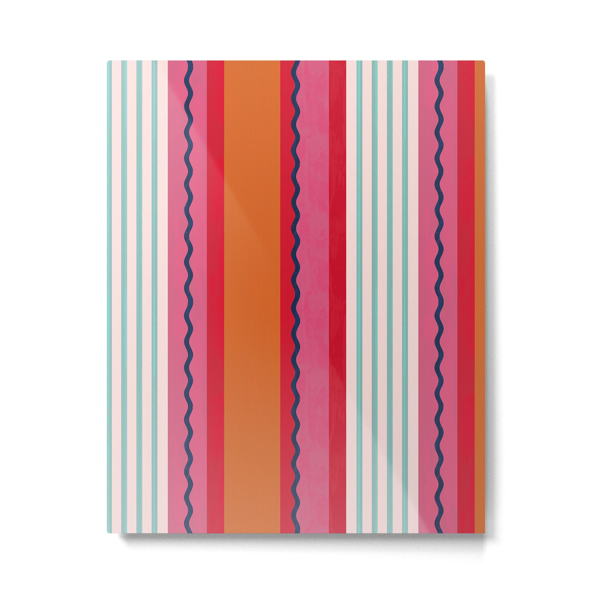 Bold Color Play Pink And Orange Stripes Metal Print Gallery Image 6