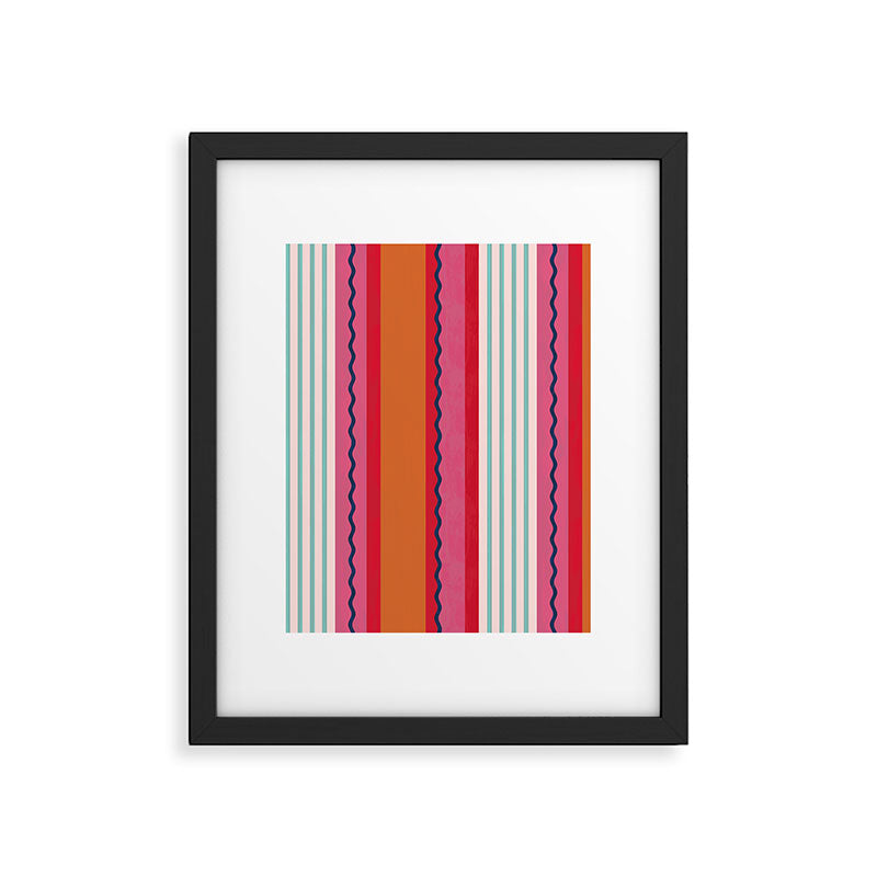 Bold Color Play Pink And Orange Stripes Framed Art Print Gallery Image 6