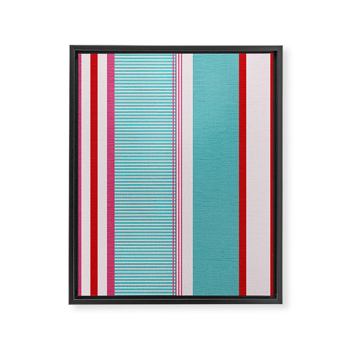 Bold Color Play Pink And Turquoise Stripes Framed Canvas Print Gallery Image 1
