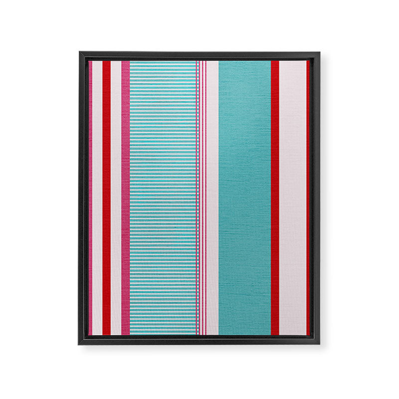 Bold Color Play Pink And Turquoise Stripes Framed Canvas Print Gallery Image 8