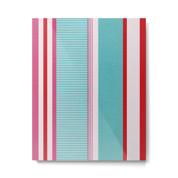 Bold Color Play Pink And Turquoise Stripes Metal Print Gallery Image 1