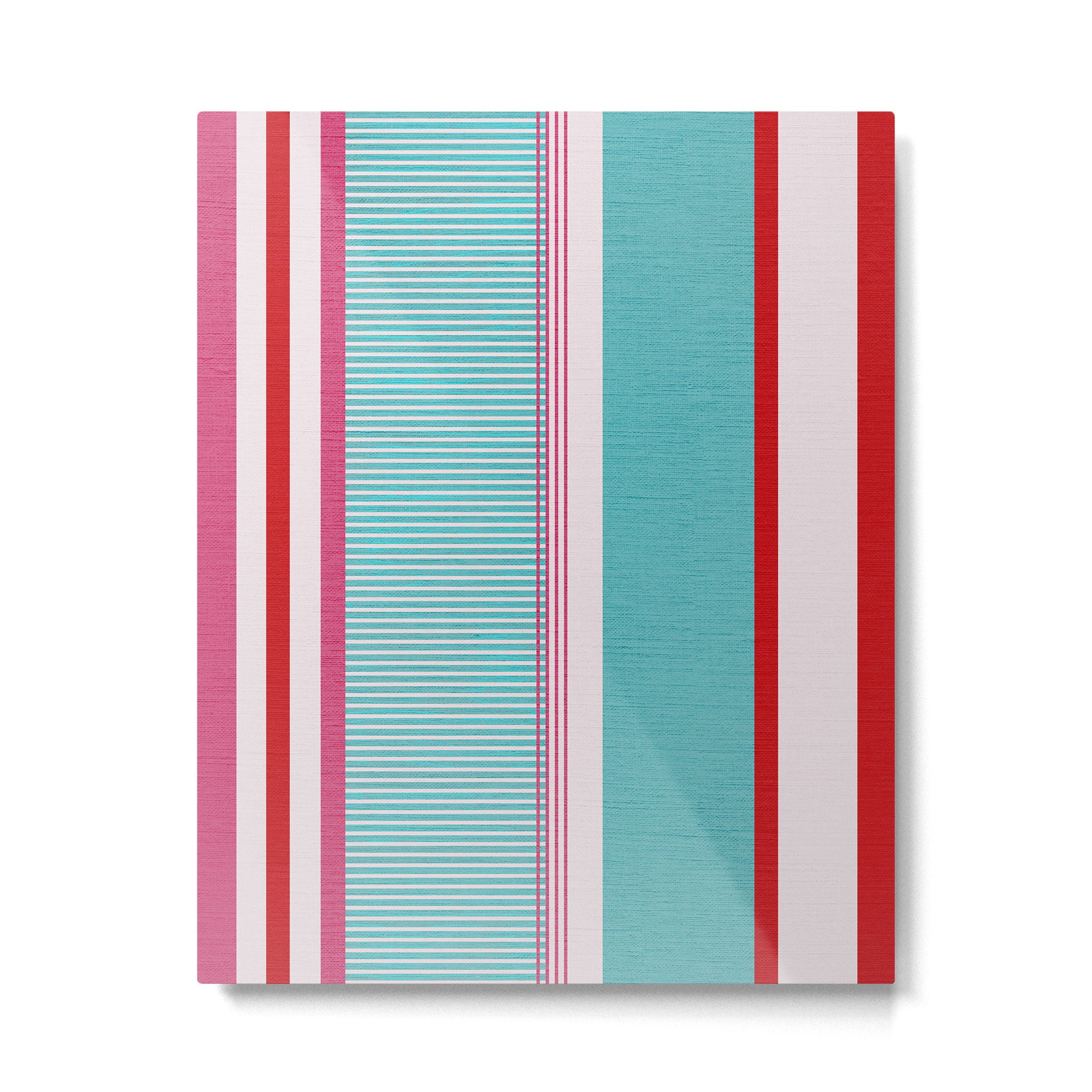 Bold Color Play Pink And Turquoise Stripes Metal Print Gallery Image 6
