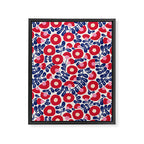 Bold Red and Blue Flower Pattern Framed Canvas Print Gallery Image 8