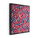 Bold Red and Blue Flower Pattern Framed Canvas Print Gallery Image 2