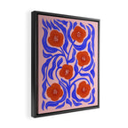 Bold Red Flowers And Blue Leaves Framed Canvas Print Gallery Image 2