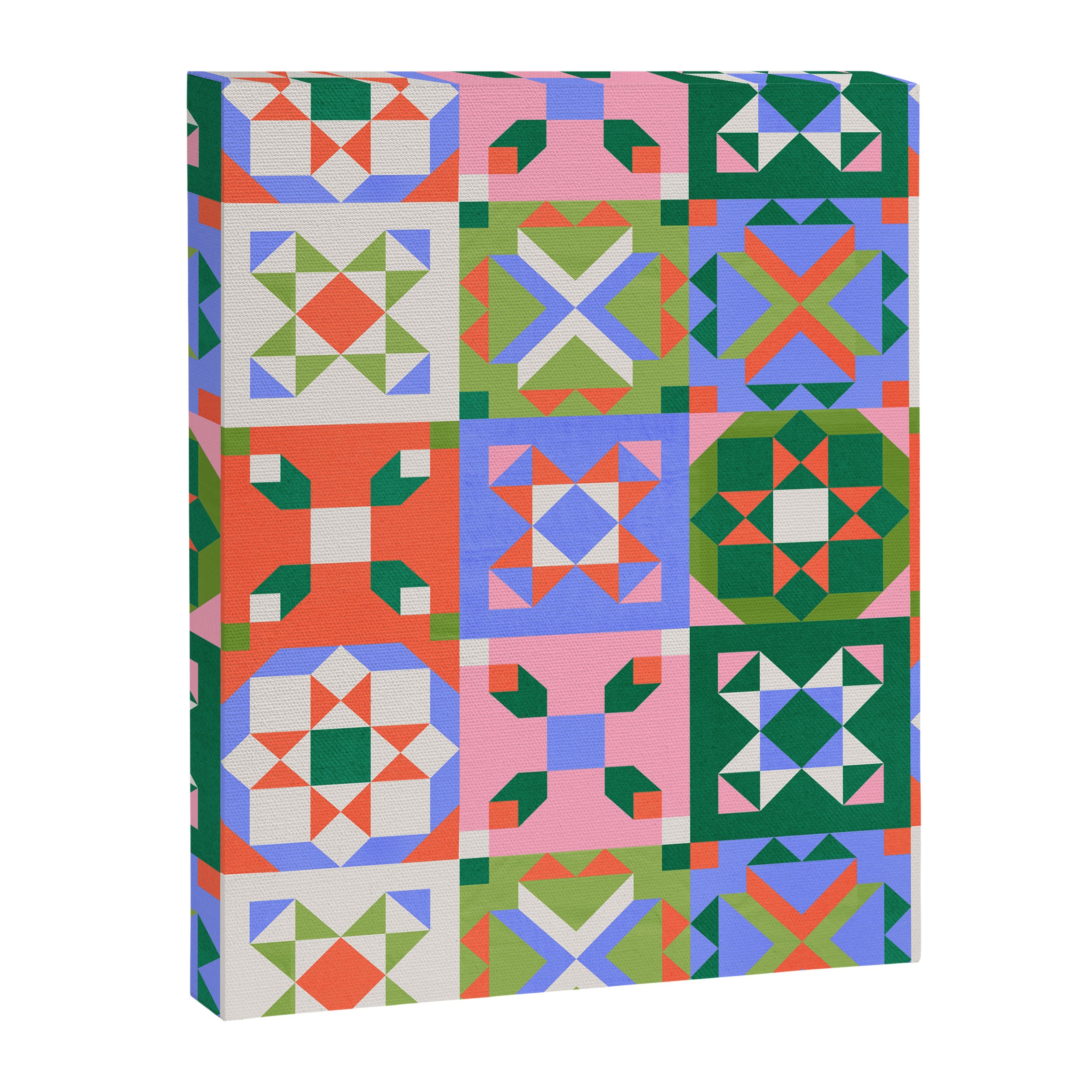 Bright Geometric Quilt Mosaic Pattern Canvas Print Gallery Image 8