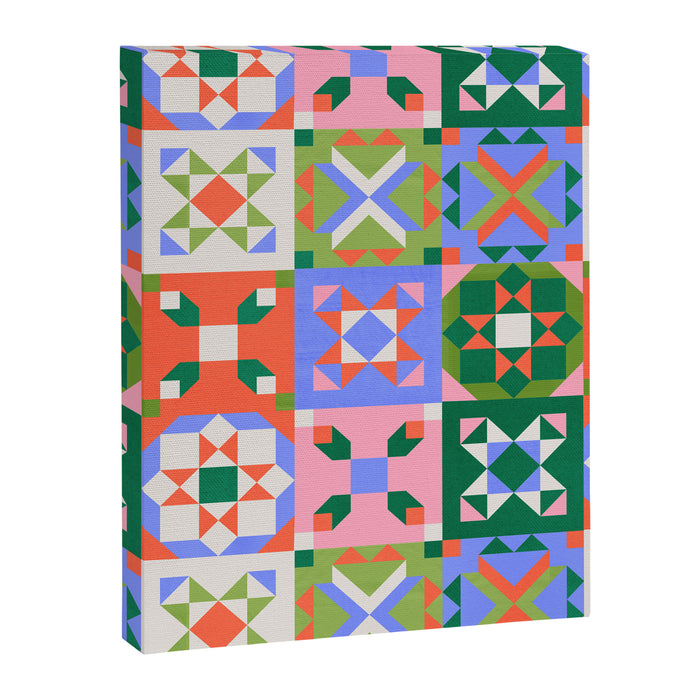 Bright Geometric Quilt Mosaic Pattern Canvas Print Gallery Image 1