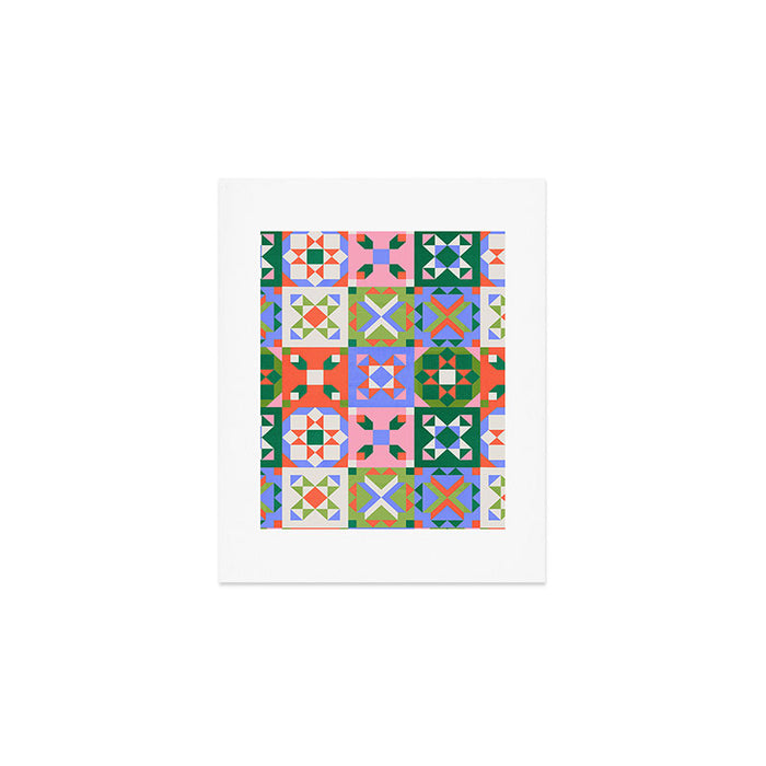 Bright Geometric Quilt Mosaic Pattern Art Print Gallery Image 1