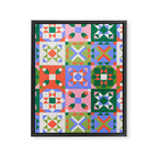Bright Geometric Quilt Mosaic Pattern Framed Canvas Print Gallery Image 8