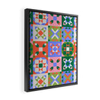 Bright Geometric Quilt Mosaic Pattern Framed Canvas Print Gallery Image 2