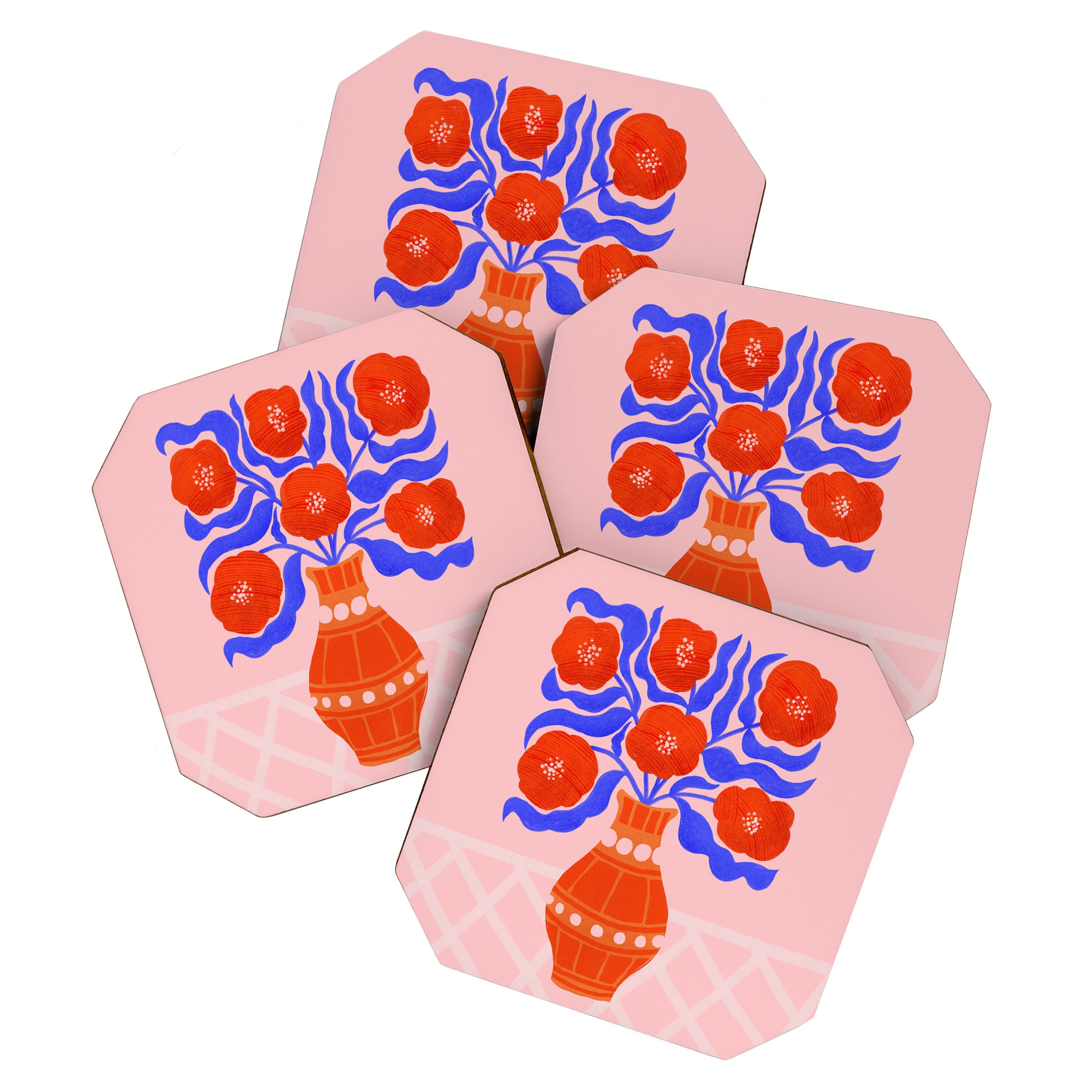 Bright Red Poppies In A Vase Coaster Gallery Image 1