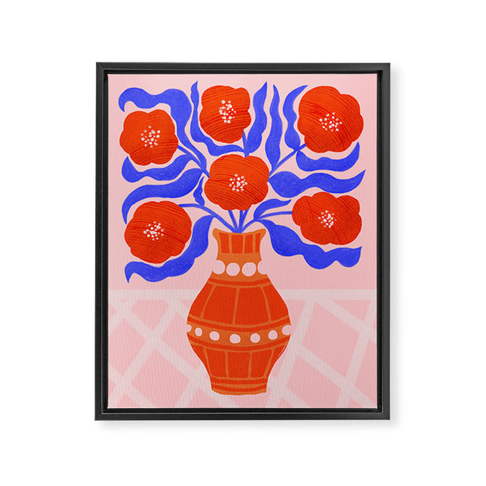 Bright Red Poppies In A Vase Framed Canvas Print Gallery Image 1