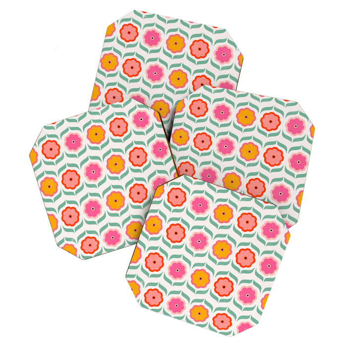 Bright Retro Geometric Pattern Coaster Gallery Image 1