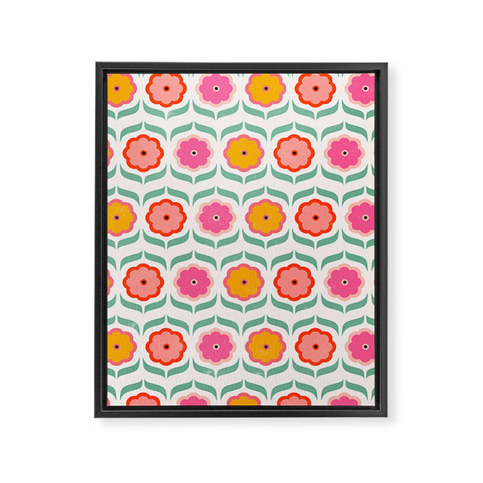 Bright Retro Geometric Pattern Framed Canvas Print Gallery Image 1