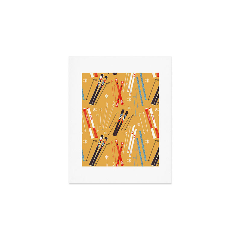 Bright Retro Ski Pattern Art Print Gallery Image 1