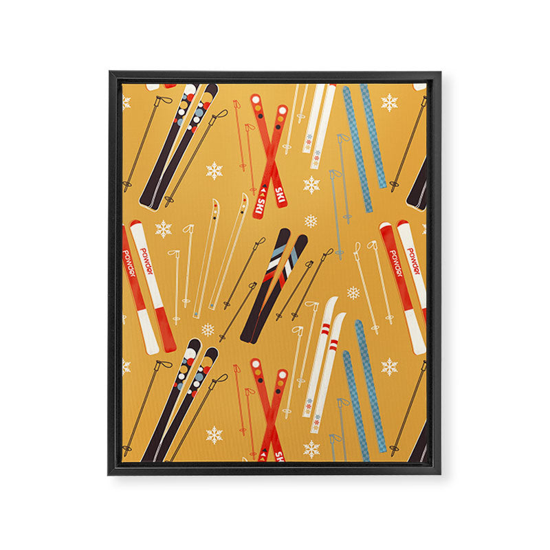 Bright Retro Ski Pattern Framed Canvas Print Gallery Image 8