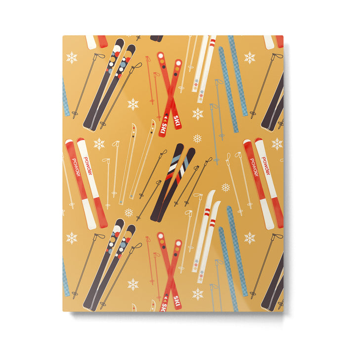 Bright Retro Ski Pattern Metal Print Gallery Image 1