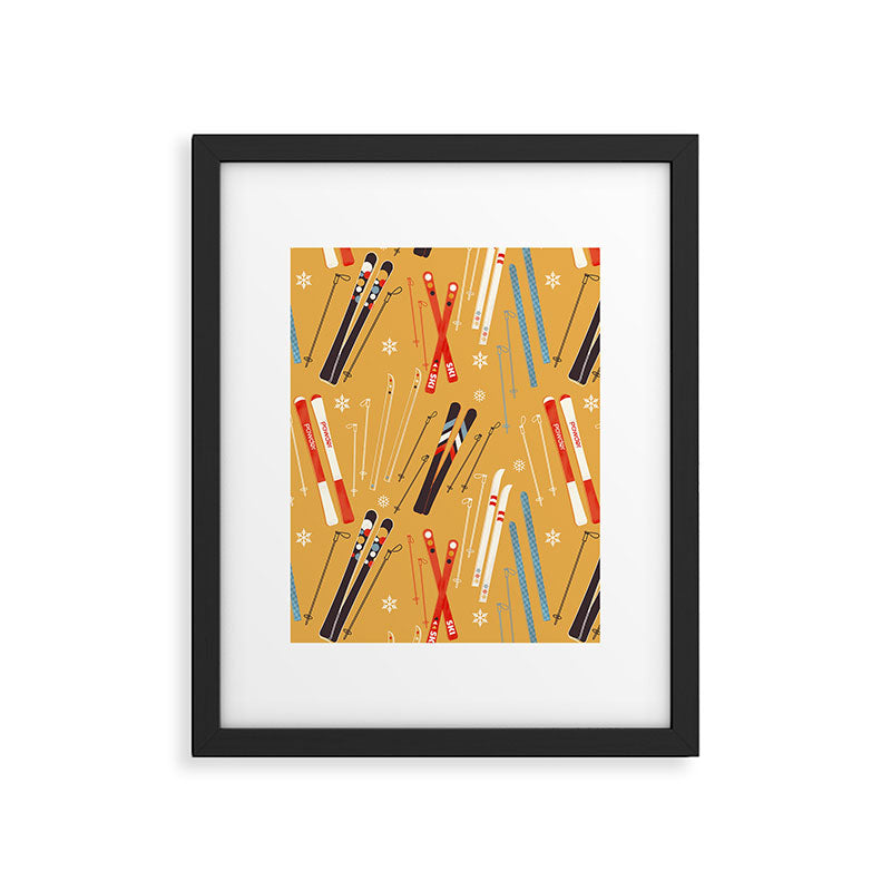 Bright Retro Ski Pattern Framed Art Print Gallery Image 6