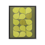 Bright Yellow Teardrop Pattern on Olive Green Framed Canvas Print Gallery Image 6