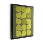 Bright Yellow Teardrop Pattern on Olive Green Framed Canvas Print Gallery Image 2
