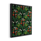 Bullfrogs And Wild Strawberries On Black Framed Canvas Print Gallery Image 2