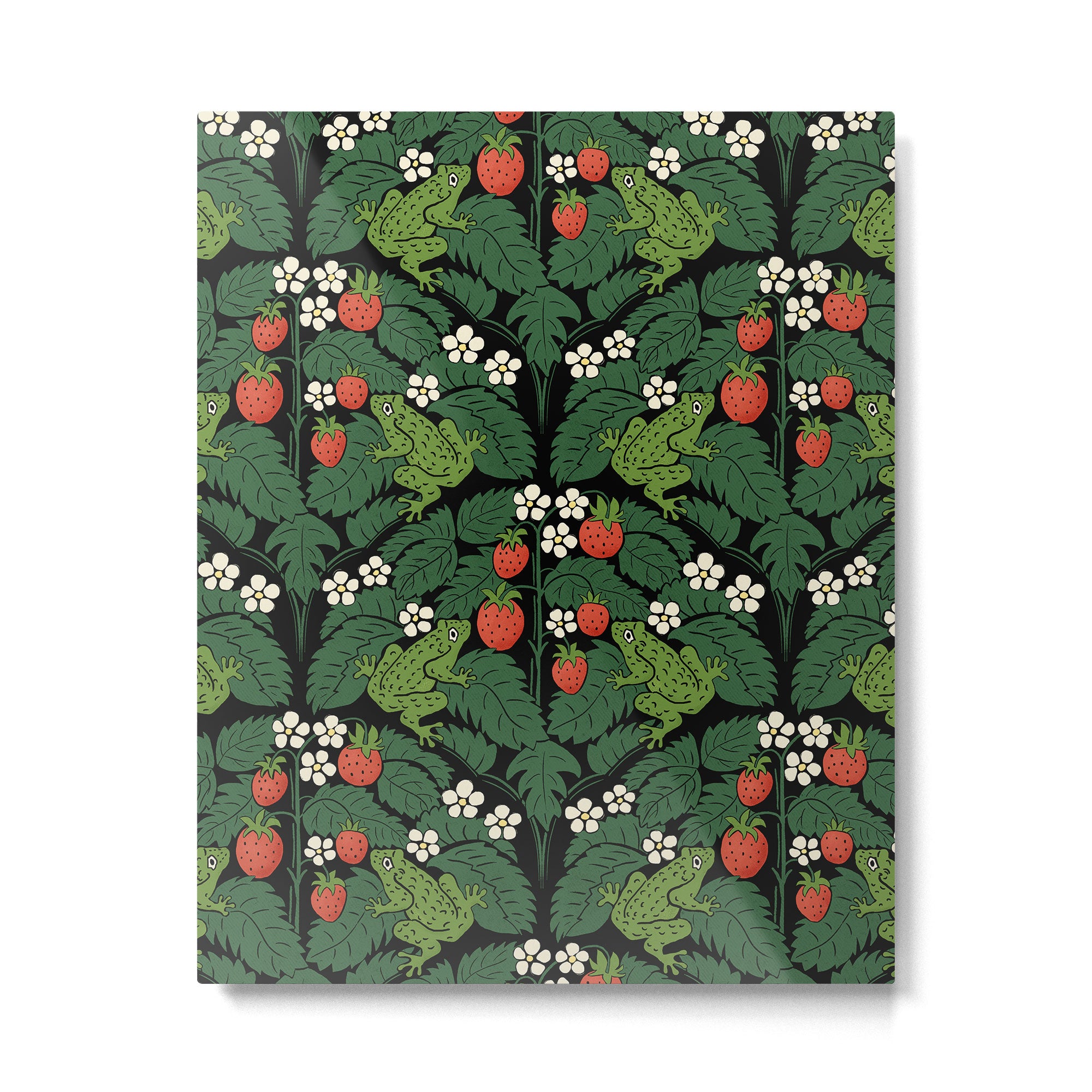 Bullfrogs And Wild Strawberries On Black Metal Print Gallery Image 6