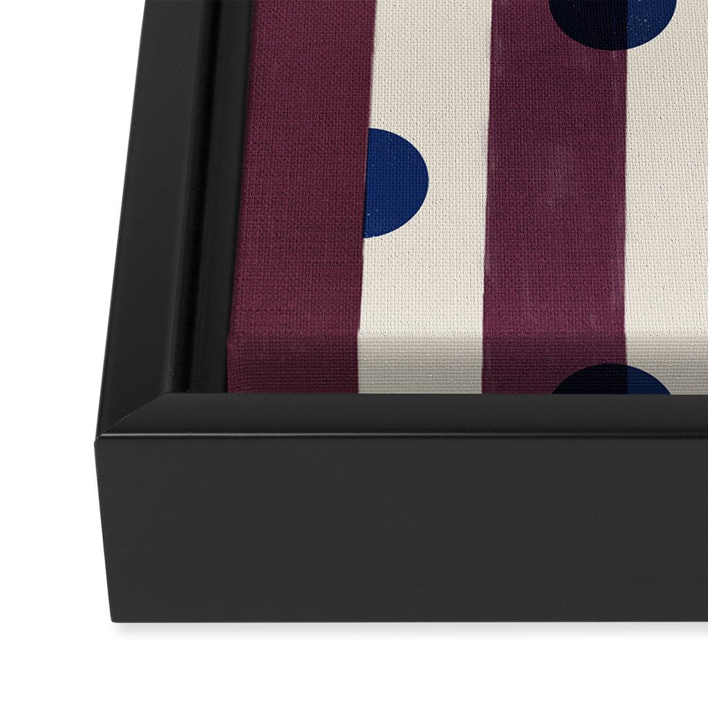 Burgundy Stripes and Navy Dots Modern Pattern Framed Canvas Print Gallery Image 3