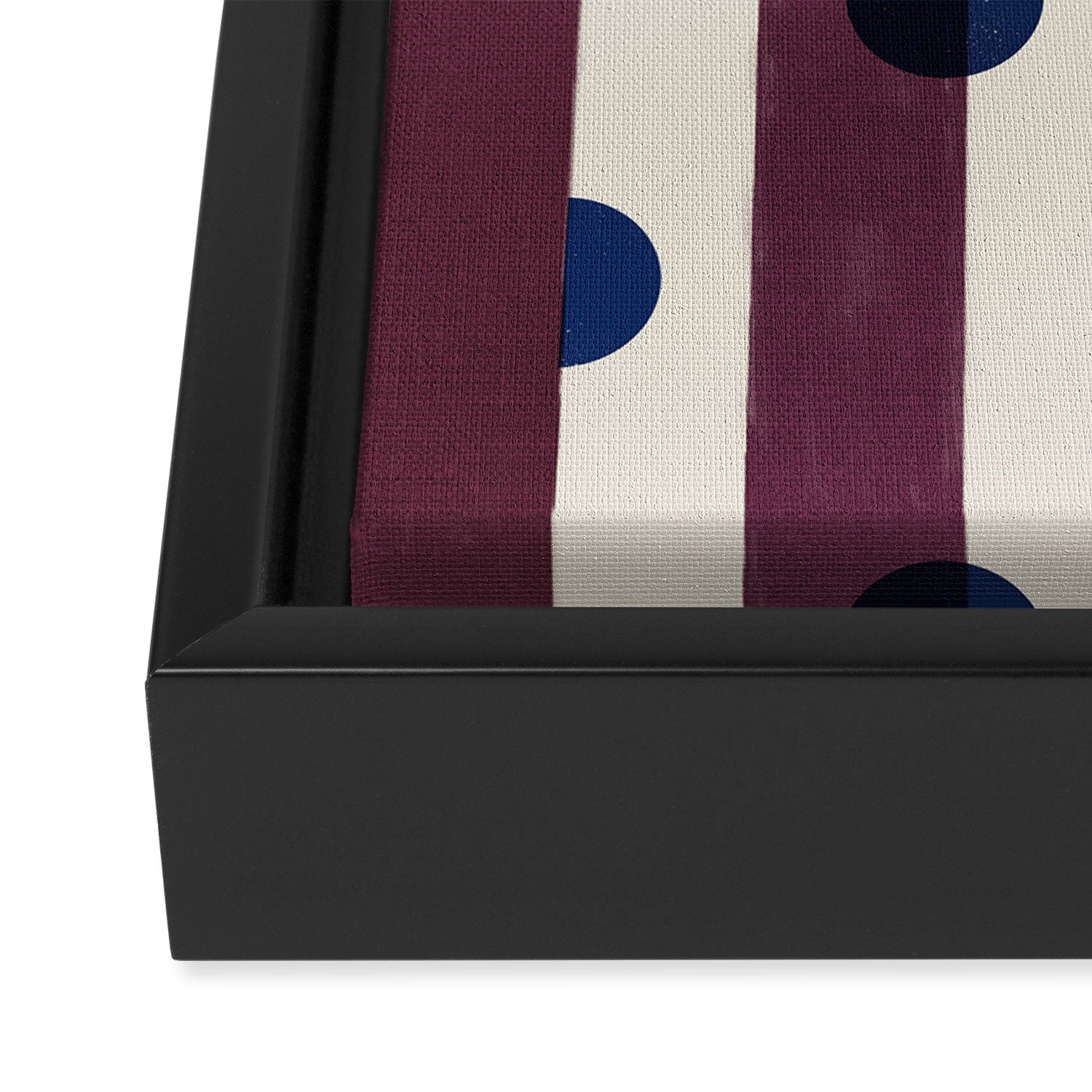 Burgundy Stripes and Navy Dots Modern Pattern Framed Canvas Print Gallery Image 3