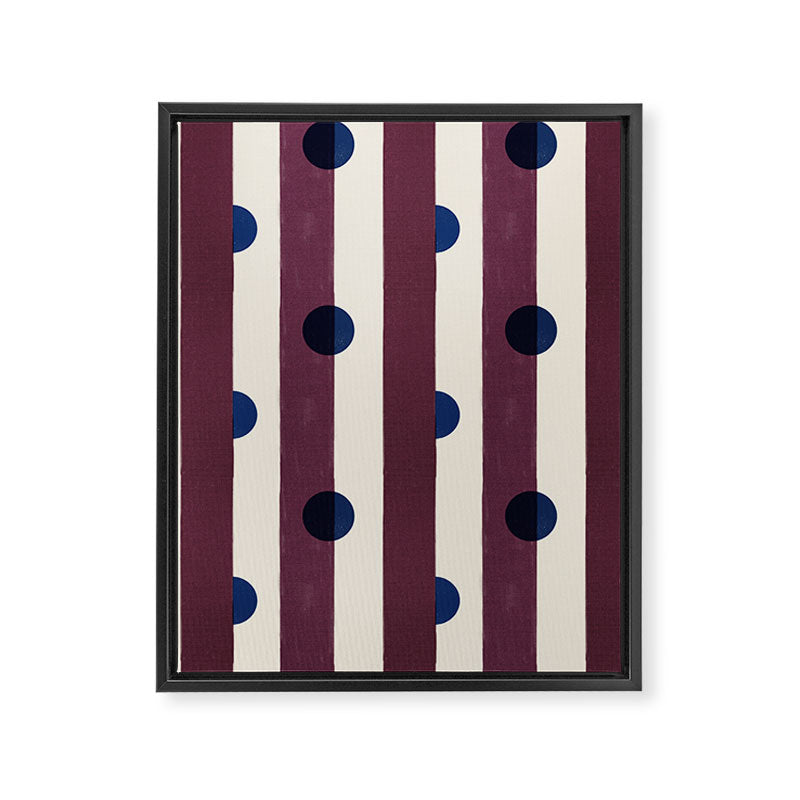 Burgundy Stripes and Navy Dots Modern Pattern Framed Canvas Print Gallery Image 8