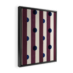 Burgundy Stripes and Navy Dots Modern Pattern Framed Canvas Print Gallery Image 2
