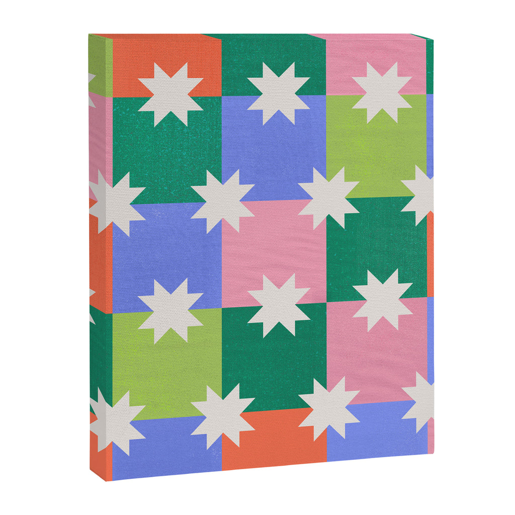 Checkered holiday pattern with stars Canvas Print Gallery Image 8