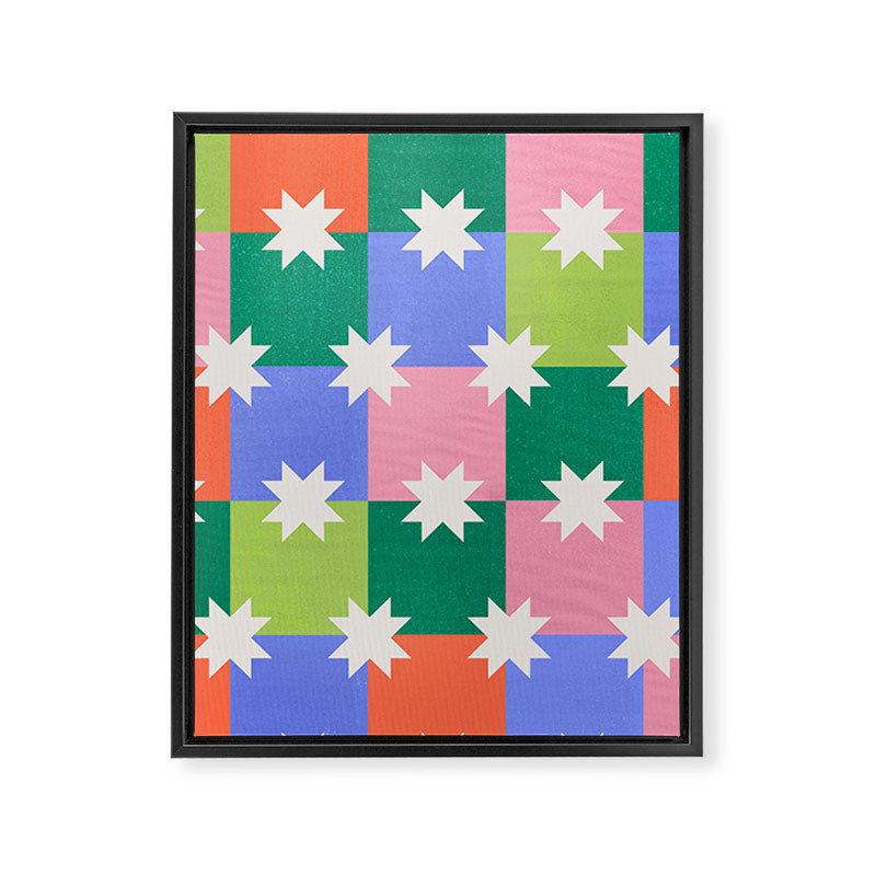 Checkered holiday pattern with stars Framed Canvas Print Gallery Image 8