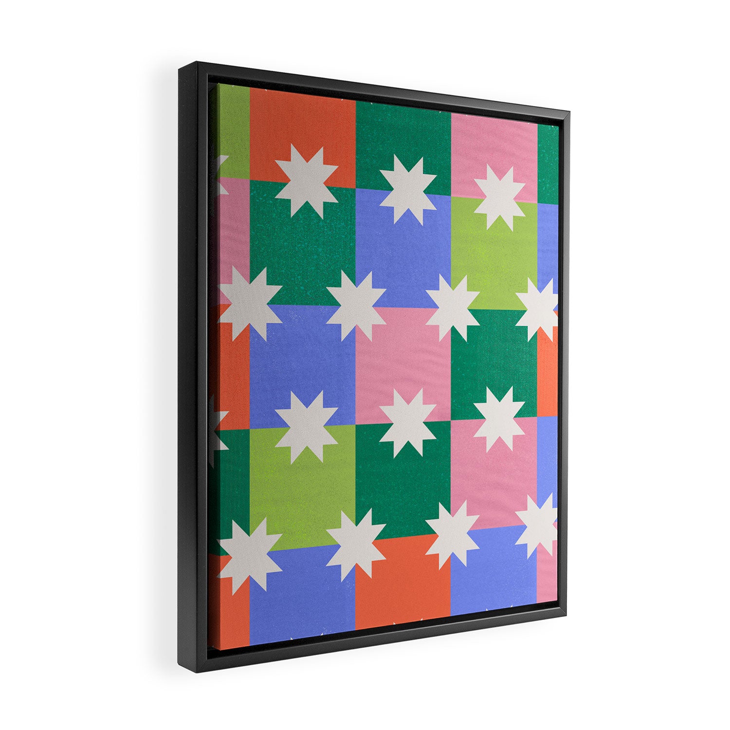 Checkered holiday pattern with stars Framed Canvas Print Gallery Image 2