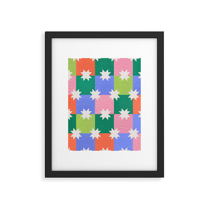 Checkered holiday pattern with stars Framed Art Print Gallery Image 6