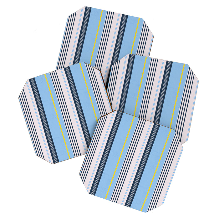 Cheerful Blue, Summer Stripes  Coaster Gallery Image 1