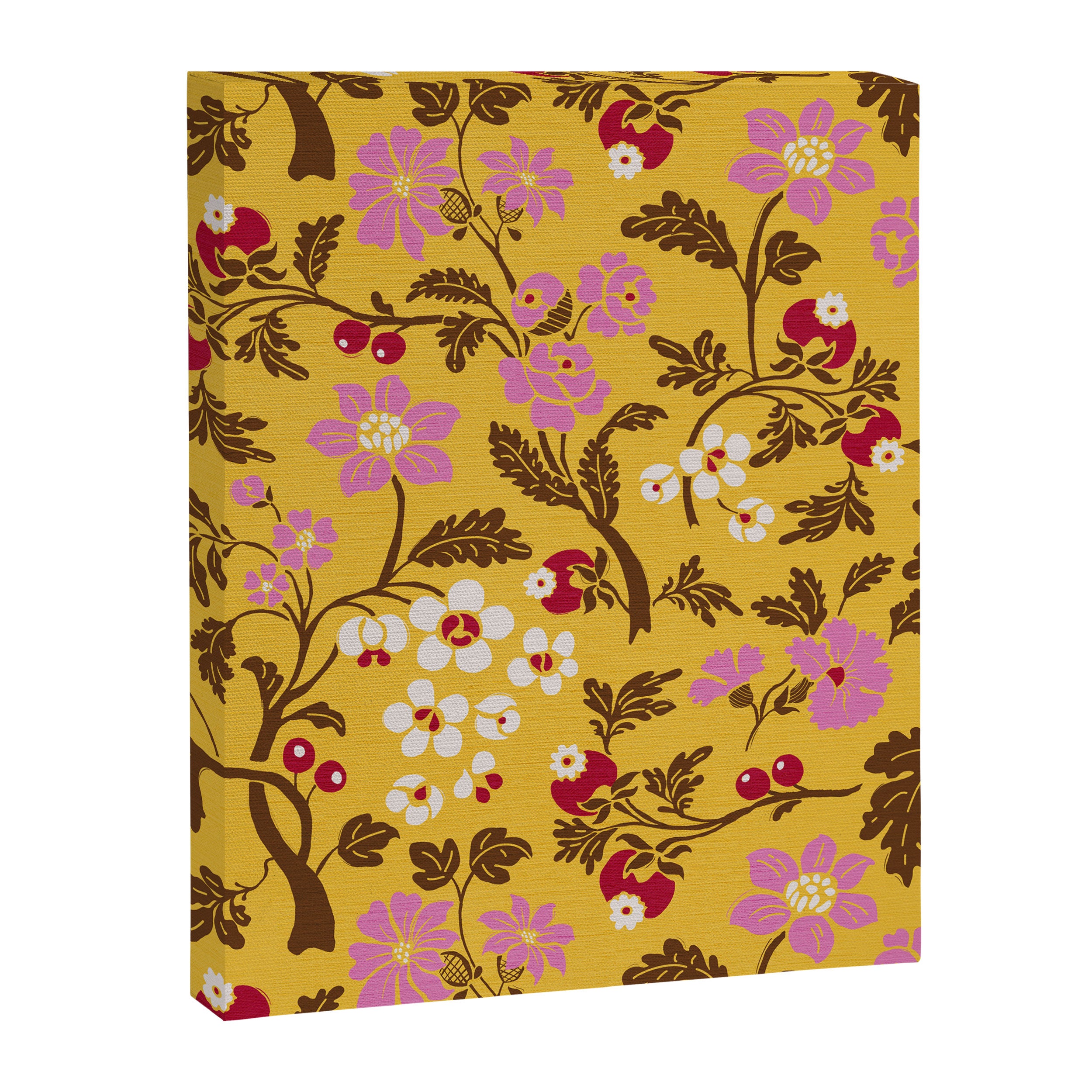 Chinoiserie Hand Drawn Florals On Yellow Canvas Print Gallery Image 8