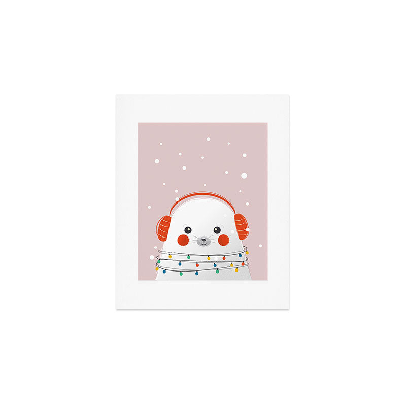 Christmas Animals - Cute Seal Art Print Gallery Image 1