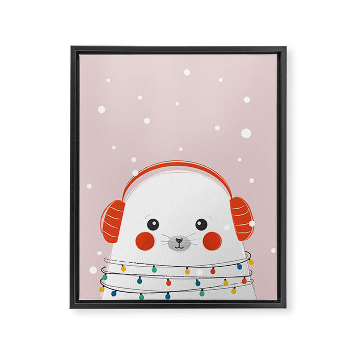 Christmas Animals - Cute Seal Framed Canvas Print Gallery Image 1