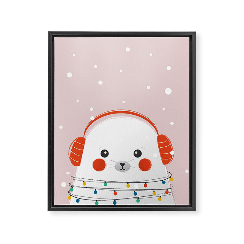 Christmas Animals - Cute Seal Framed Canvas Print Gallery Image 8