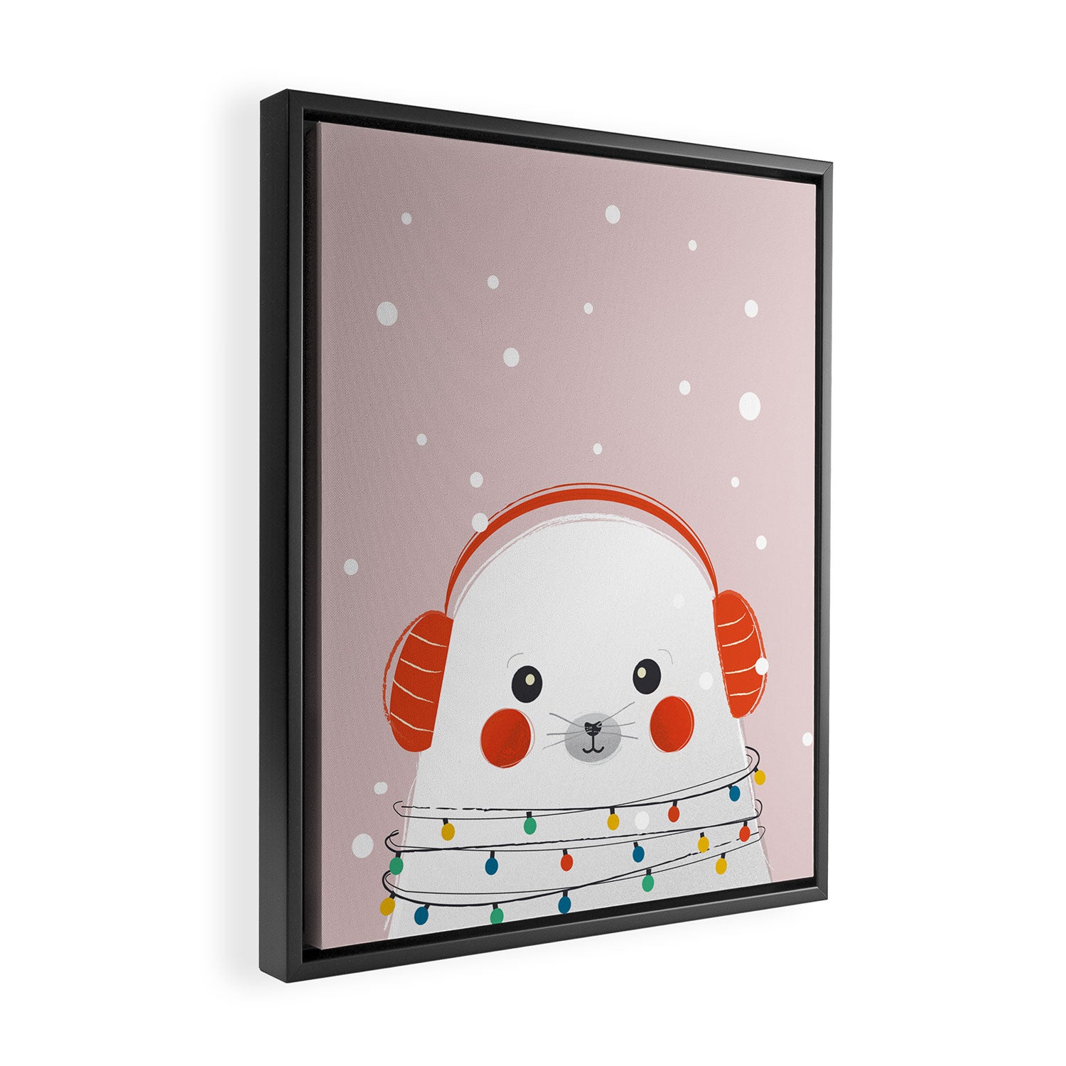 Christmas Animals - Cute Seal Framed Canvas Print Gallery Image 2