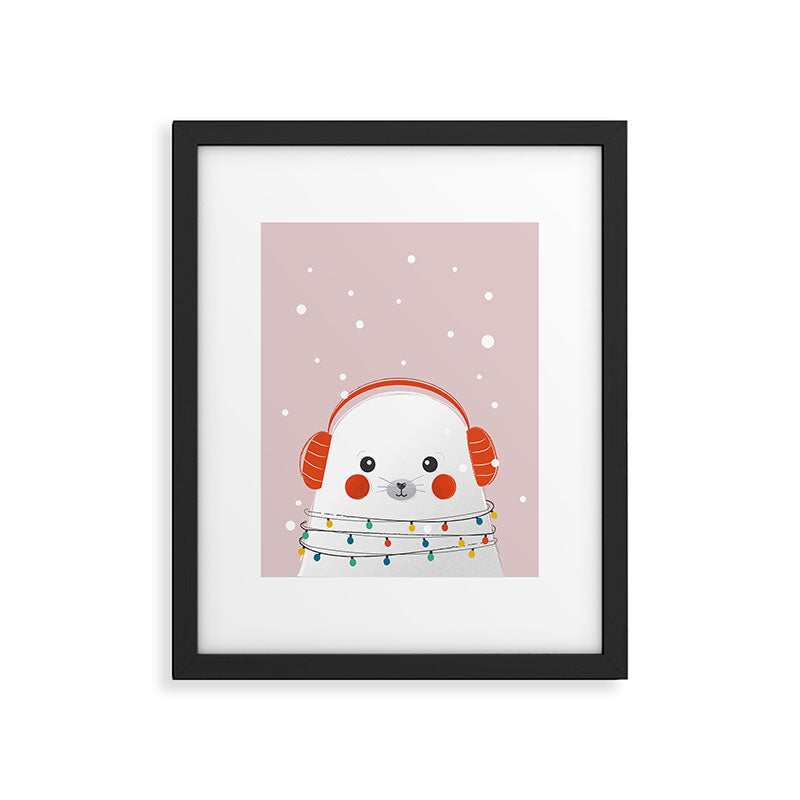 Christmas Animals - Cute Seal Framed Art Print Gallery Image 6