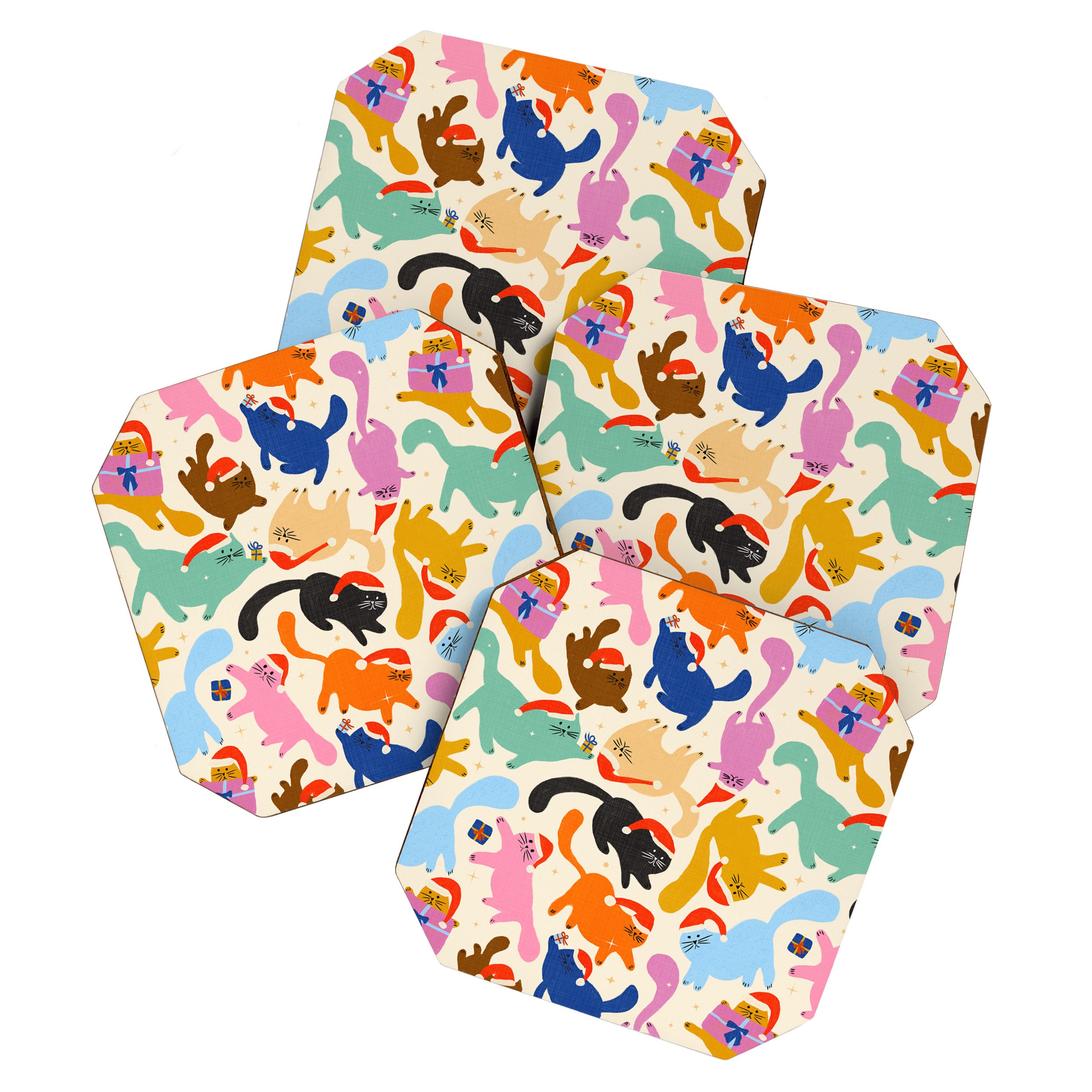 Christmas Cats in Santa Hats Coaster Gallery Image 1